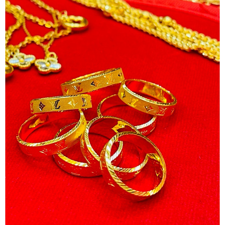 真金半斯伦戒指（附带证书）