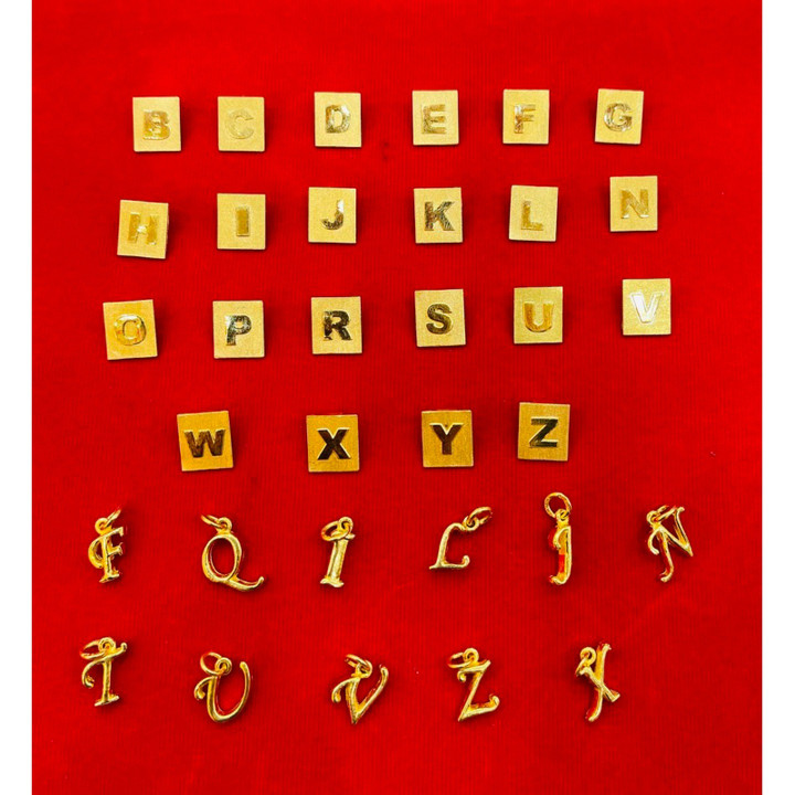 14K纯金字母吊坠项链