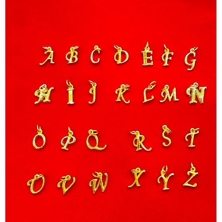 14K纯金字母吊坠项链