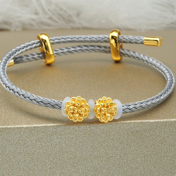 纯金安雅牡丹花吊坠 | 精致优雅