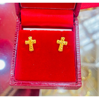 真金耳环（1克）- 附带认证保修