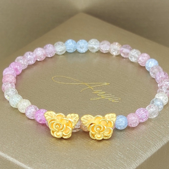 优雅茉莉花金吊坠 | 99.9%纯金