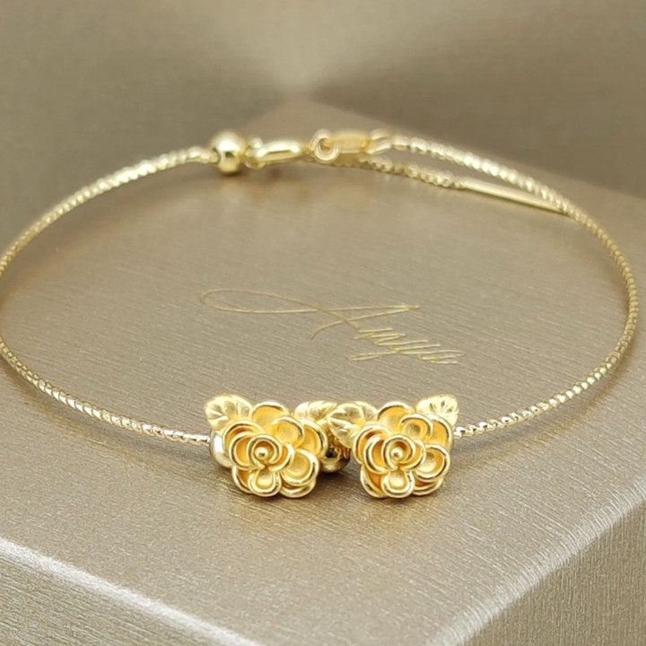 优雅茉莉花金吊坠 | 99.9%纯金