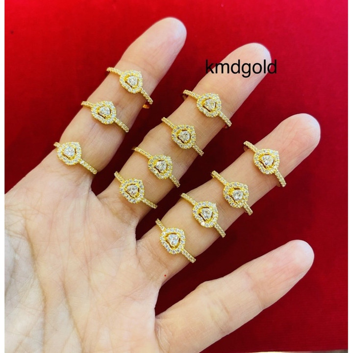 真金戒指 | KMDGold 锆石镶嵌 | 14K