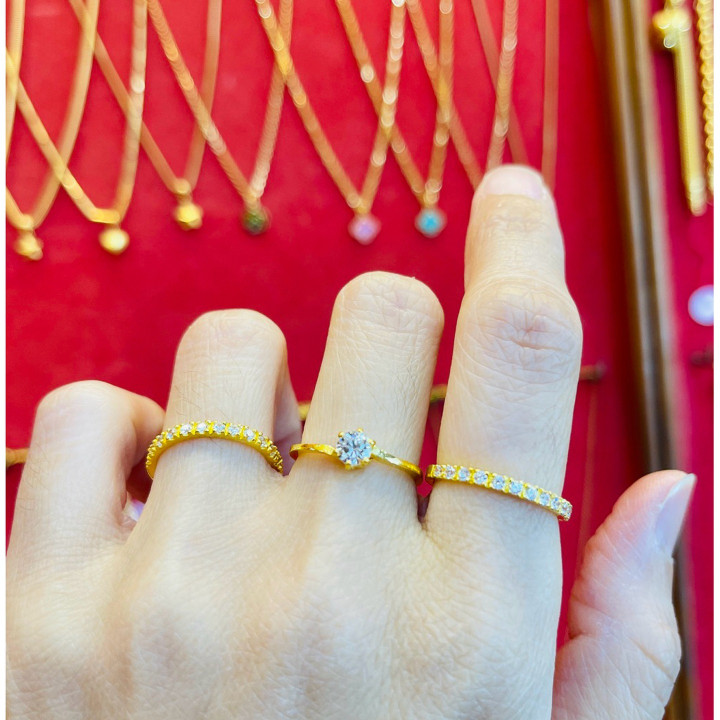 真金戒指 | KMDGold 锆石镶嵌 | 14K