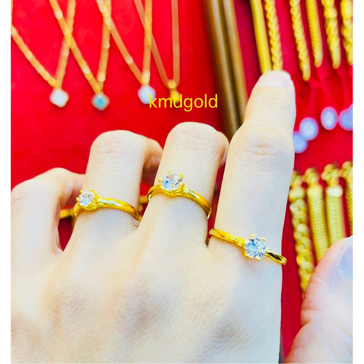 真金戒指 | KMDGold 锆石镶嵌 | 14K