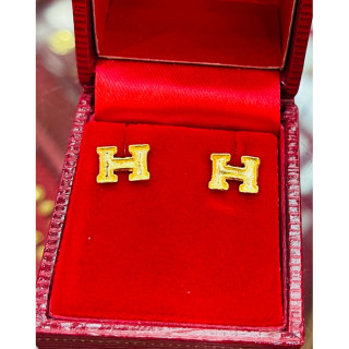 真金耳环 - 半萨隆 (18K)