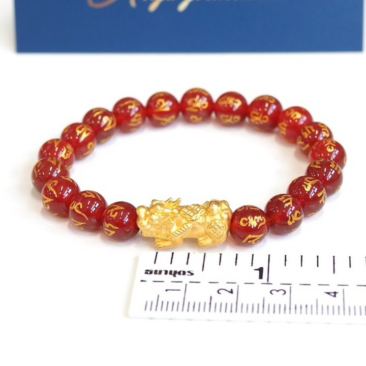 Gold Pi Xiu Amulet | Pure Gold Fortune Charm with Auspicious Stones