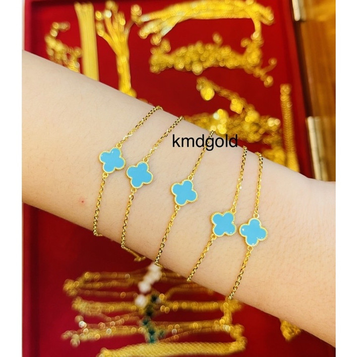 正品黄金KMDGold梵克雅宝珐琅手链