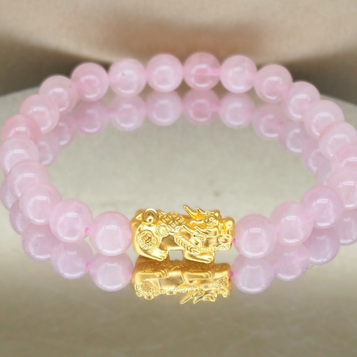 Gold Pi Xiu Amulet | Pure Gold Fortune Charm with Auspicious Stones