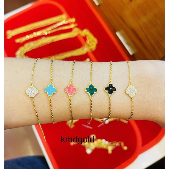 正品黄金KMDGold梵克雅宝珐琅手链