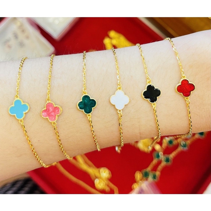 正品黄金KMDGold梵克雅宝珐琅手链