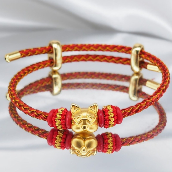 奢华黄金安雅狗狗吊坠 - .999 纯金