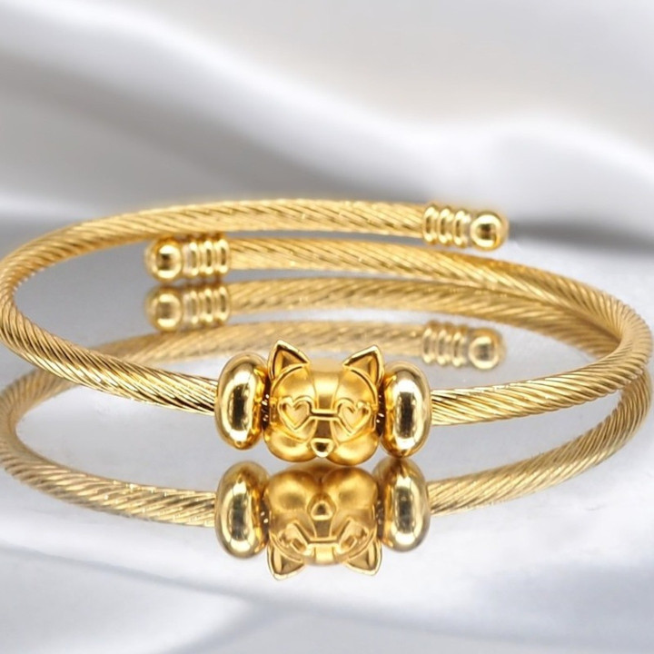 奢华黄金安雅狗狗吊坠 - .999 纯金