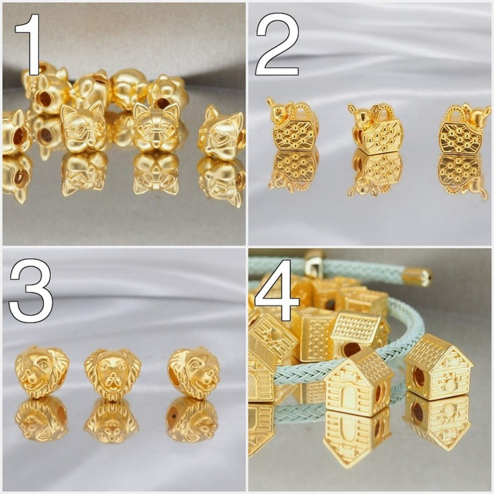 奢华黄金安雅狗狗吊坠 - .999 纯金