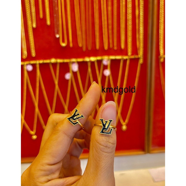 正品黄金半萨鲁昂戒指 - KMDGold 18k