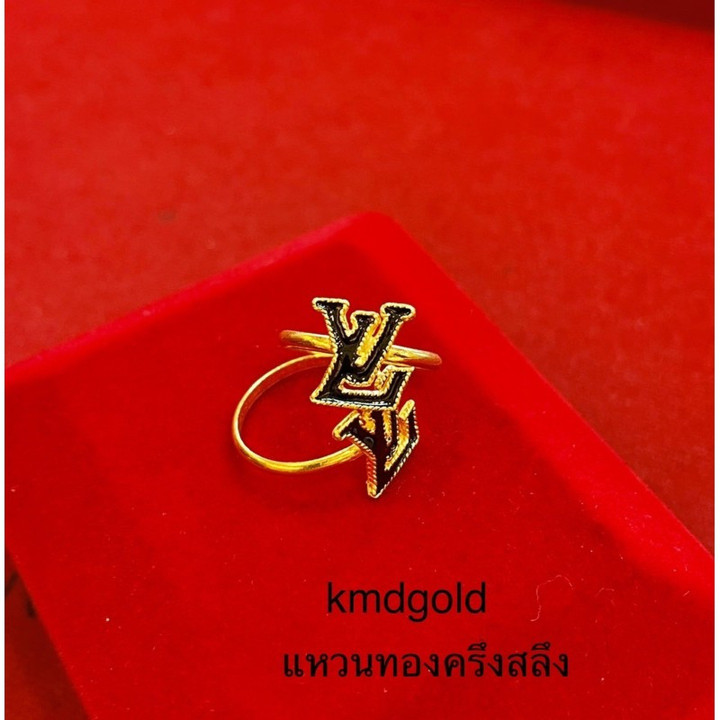 正品黄金半萨鲁昂戒指 - KMDGold 18k