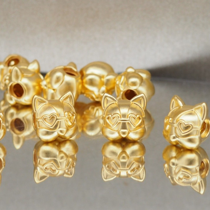 奢华黄金安雅狗狗吊坠 - .999 纯金