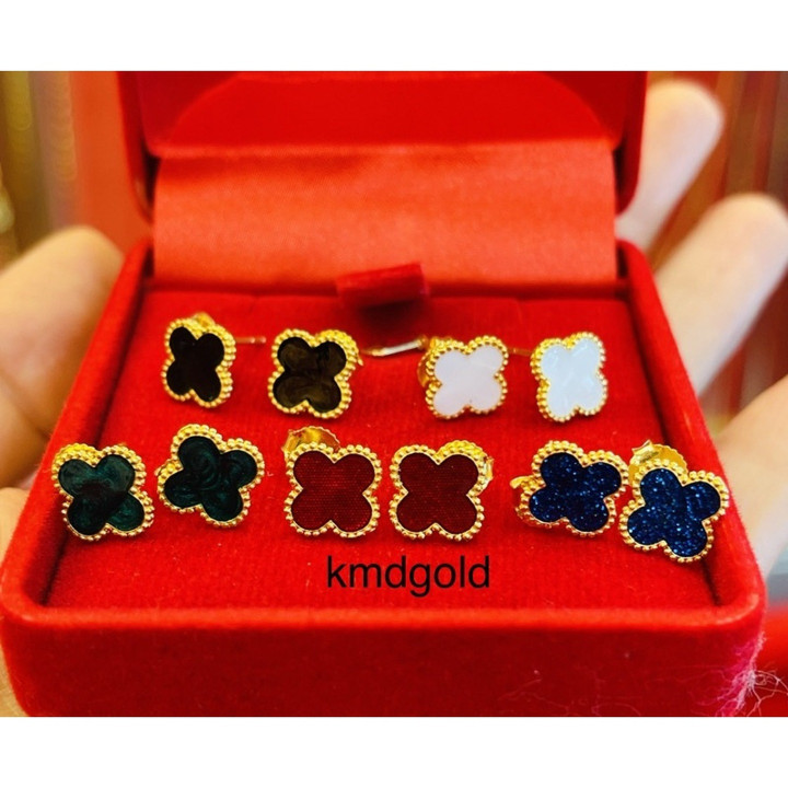 96.5%纯金珐琅耳环 - KMDGold