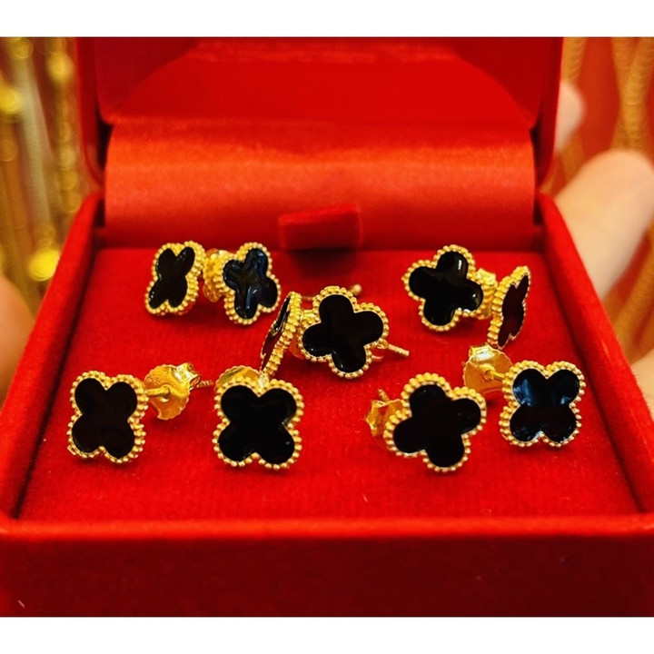 96.5%纯金珐琅耳环 - KMDGold