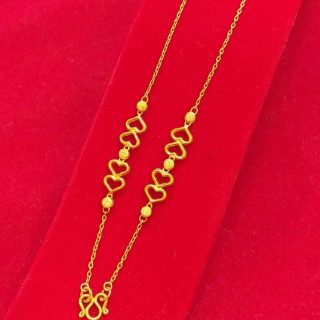 14K金萨隆项链 - 侧挂式链设计