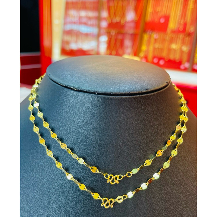 14K金萨隆项链 - 侧挂式链设计