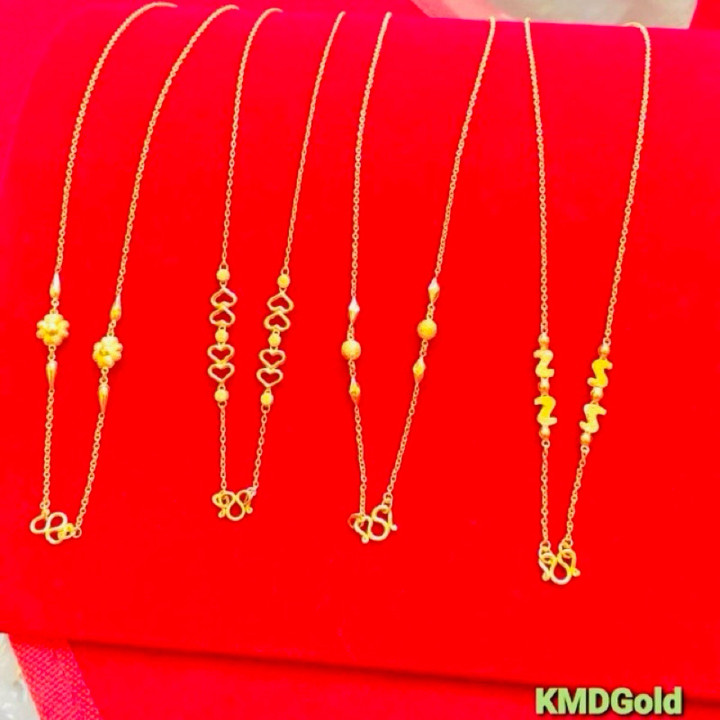 14K金萨隆项链 - 侧挂式链设计