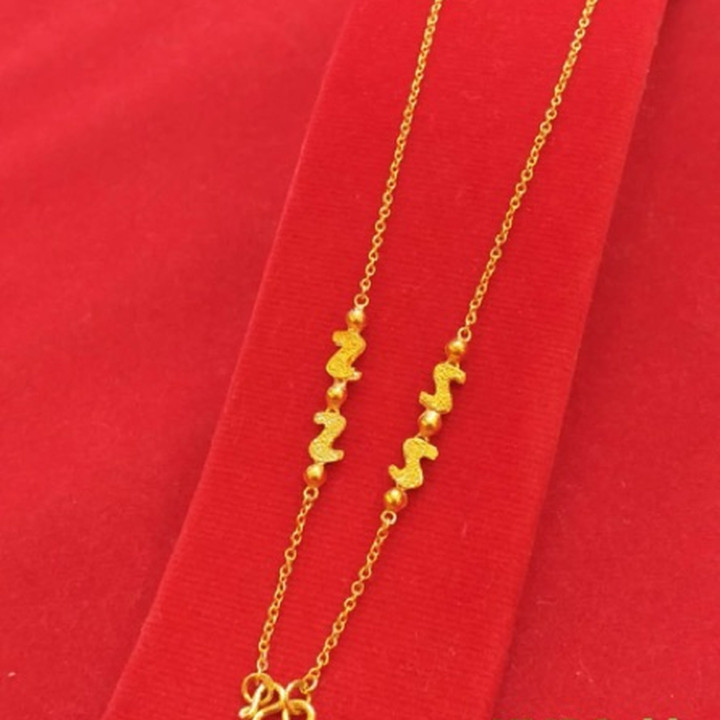 14K金萨隆项链 - 侧挂式链设计