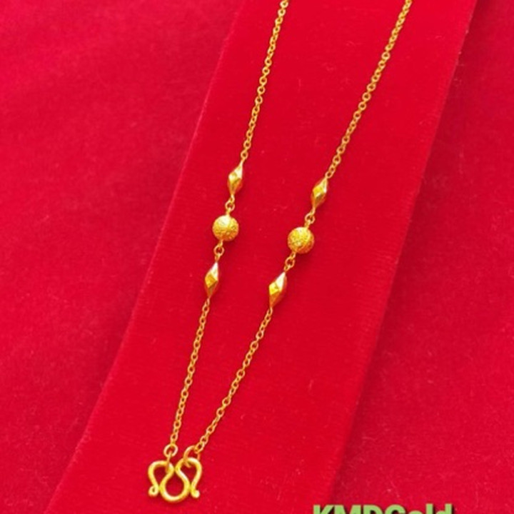 14K金萨隆项链 - 侧挂式链设计