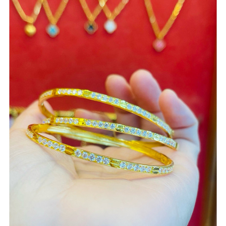 14K金手镯 | 双色设计 | 宝石镶嵌