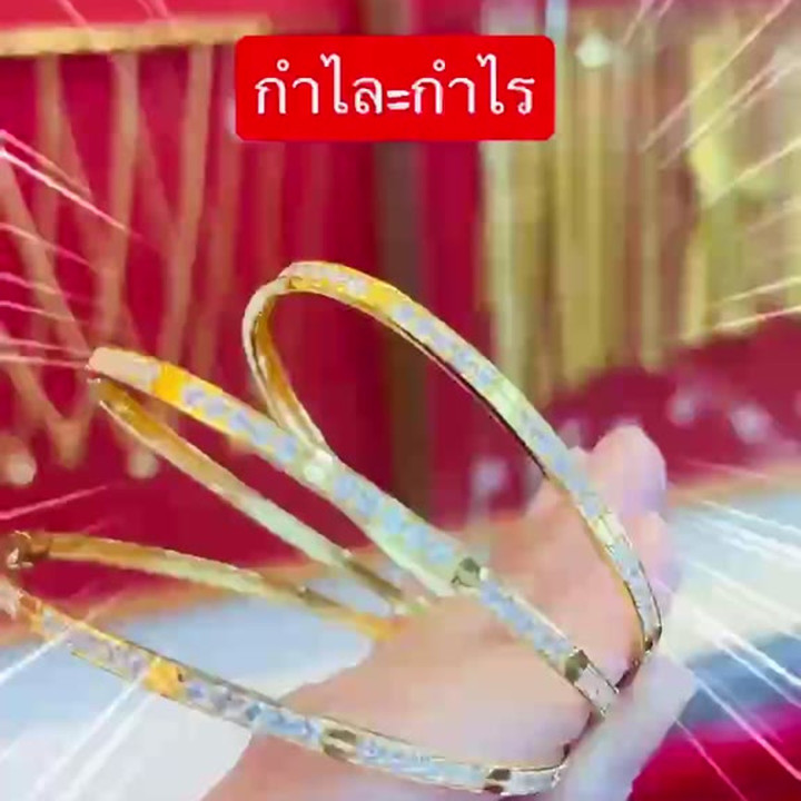 14K金手镯 | 双色设计 | 宝石镶嵌