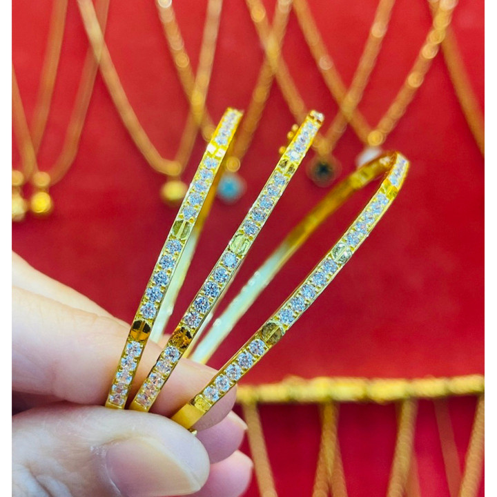 14K金手镯 | 双色设计 | 宝石镶嵌