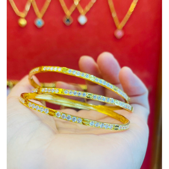 14K金手镯 | 双色设计 | 宝石镶嵌