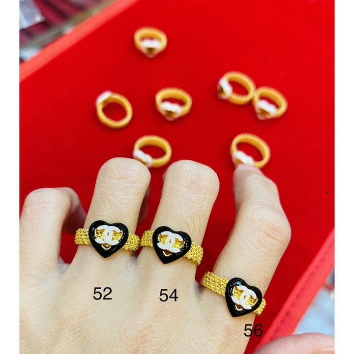 正品96.5%纯金戒指 - 白金珐琅饰面