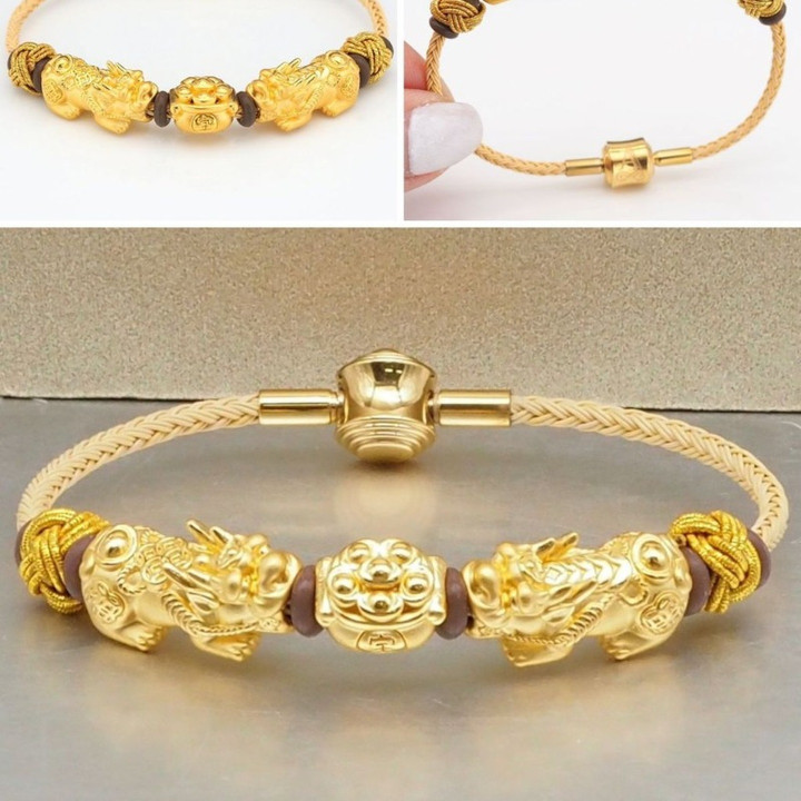 Pure Gold Pixiu Ingot Pendant - Wealth & Luck Charm