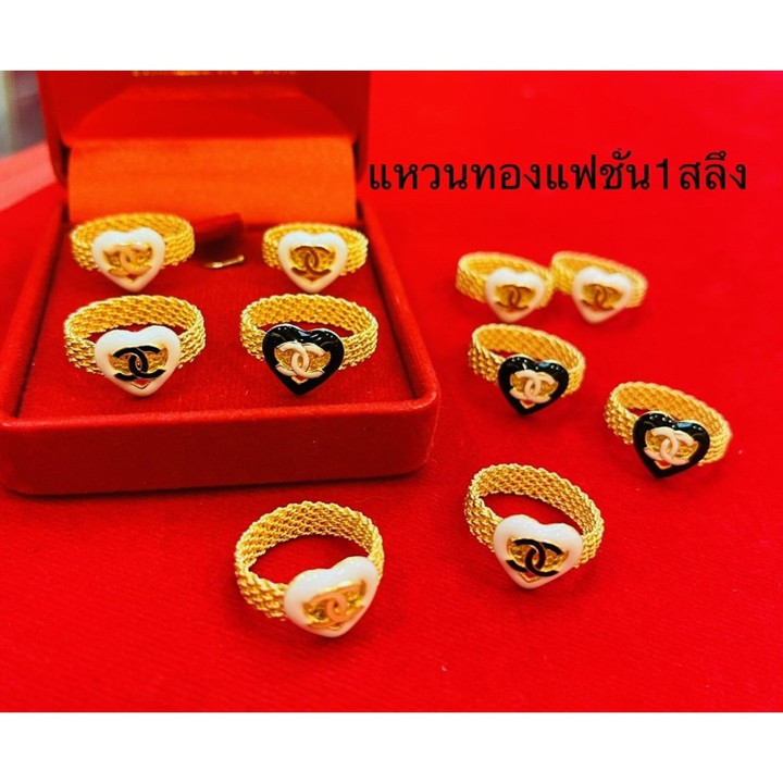 正品96.5%纯金戒指 - 白金珐琅饰面