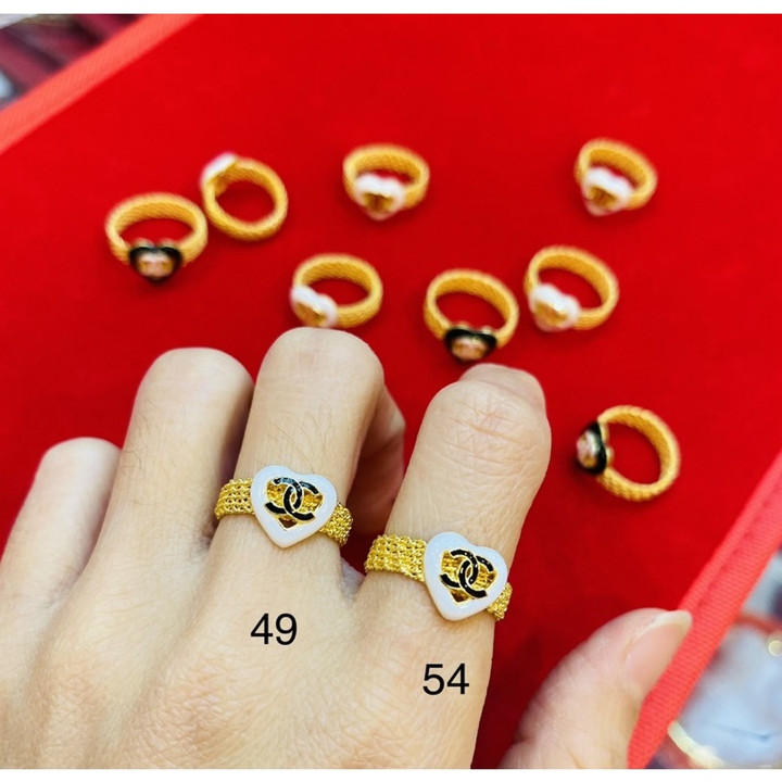 正品96.5%纯金戒指 - 白金珐琅饰面