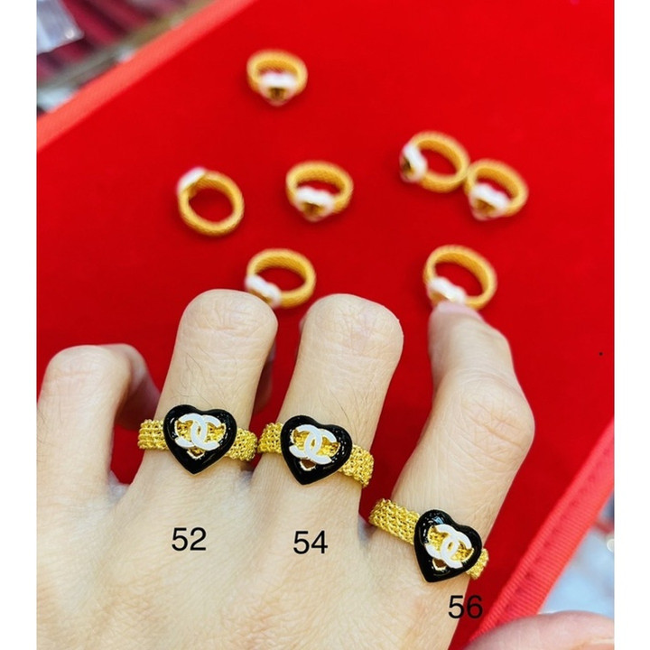 正品96.5%纯金戒指 - 白金珐琅饰面