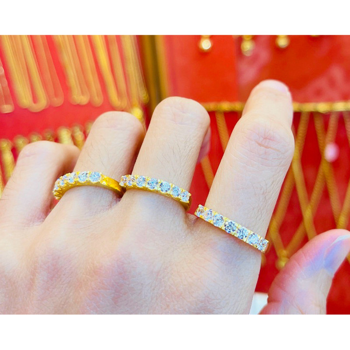 KMDGOLD 1 Salung 金戒指，镶嵌立方氧化锆石