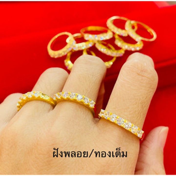 KMDGOLD 1 Salung 金戒指，镶嵌立方氧化锆石