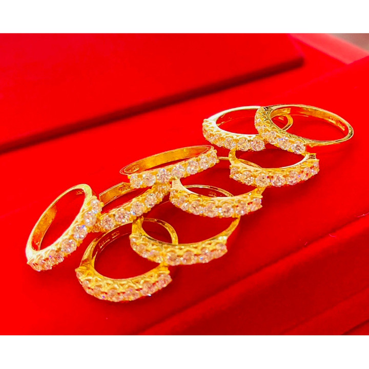 KMDGOLD 1 Salung 金戒指，镶嵌立方氧化锆石