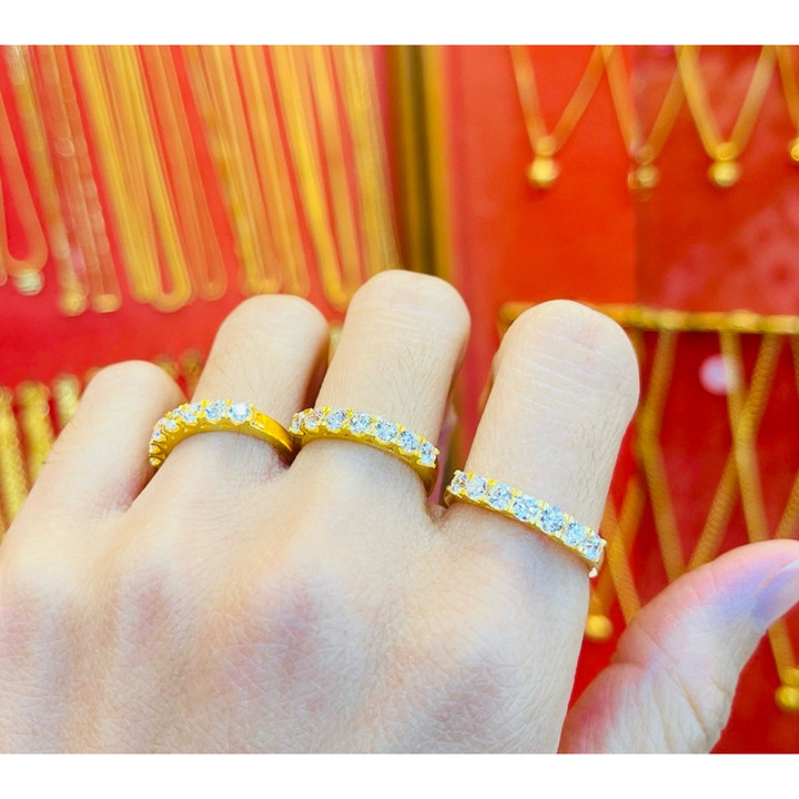 KMDGOLD 1 Salung 金戒指，镶嵌立方氧化锆石