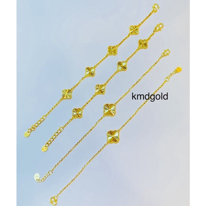 Solid 1/2 Baht Gold Clover Bracelet - KMDGold