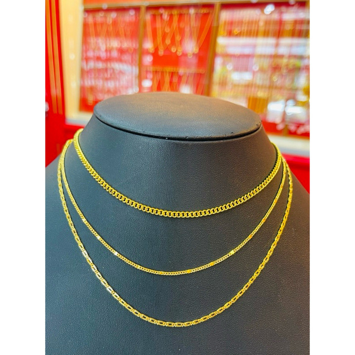 正品96.5%黄金项链 - 扁平扭纹设计