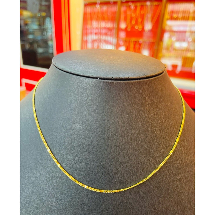 正品96.5%黄金项链 - 扁平扭纹设计