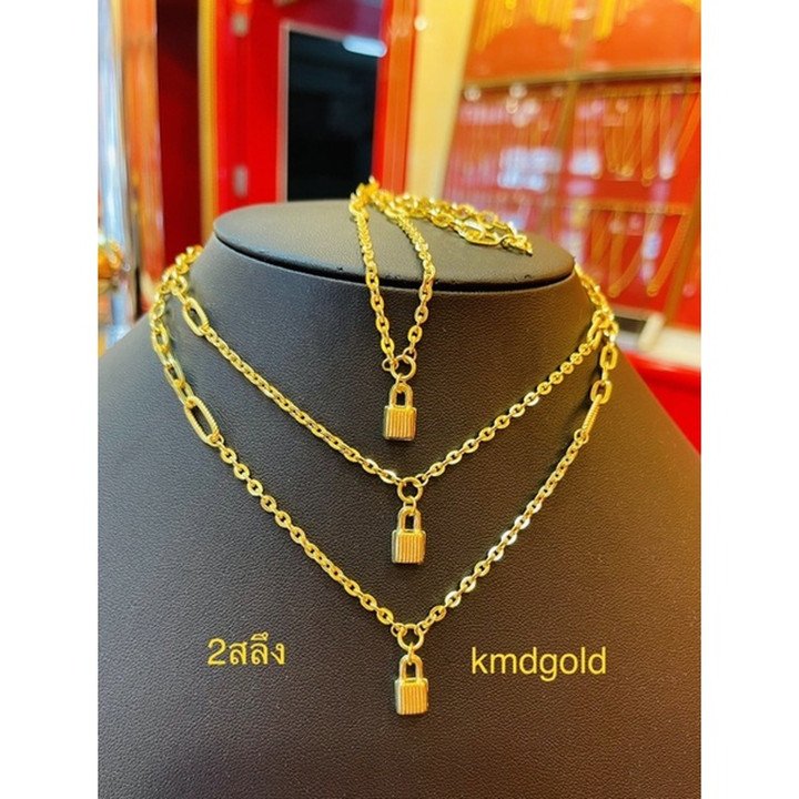 Ensemble collier et pendentif en or 14 carats véritable - Kmdgold