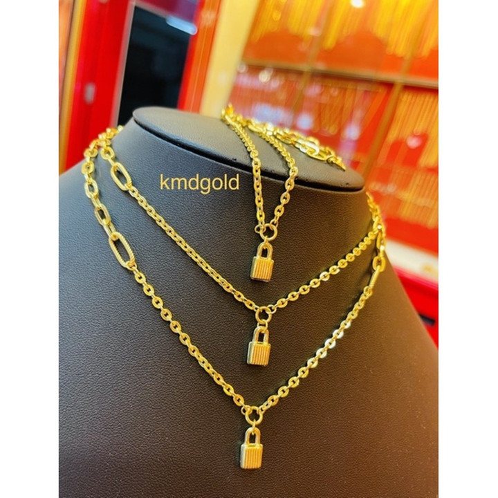 Ensemble collier et pendentif en or 14 carats véritable - Kmdgold