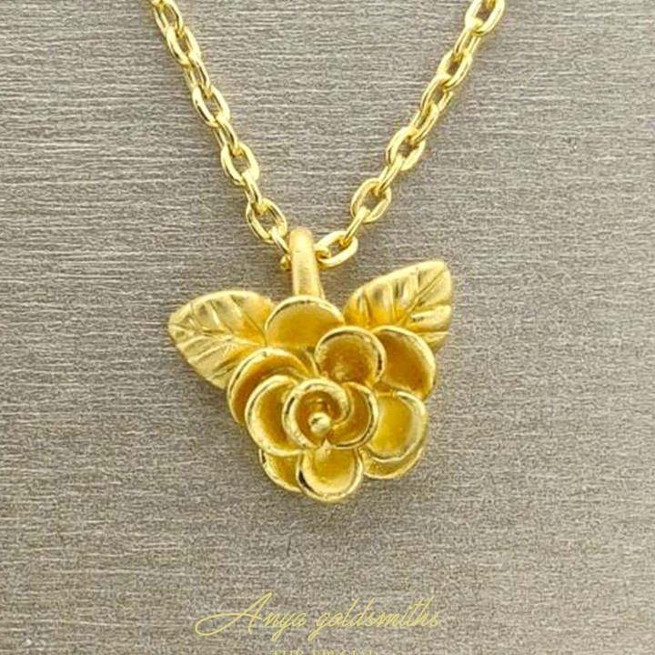 纯金茉莉花吊坠 - Anya 高级珠宝